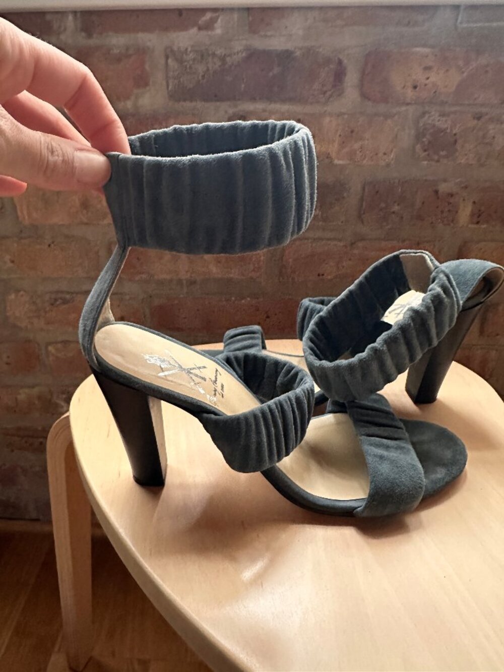 Grey Suede Opening Ceremony Chunky High Heel Size 40